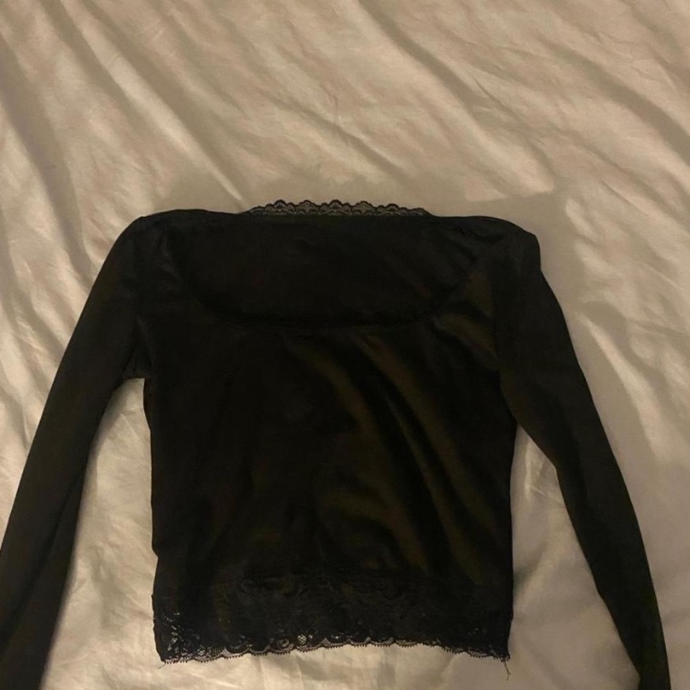 Elegant Black Lace Trim Women's Top